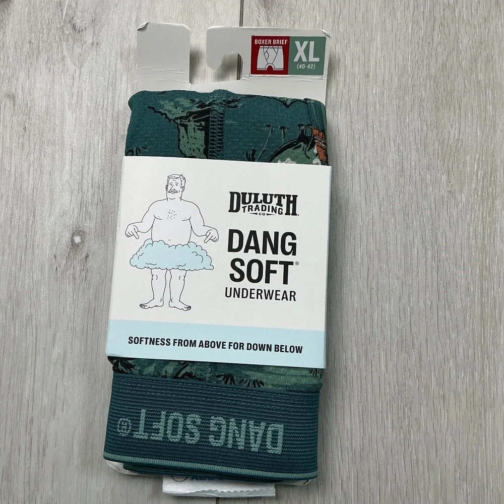 Duluth Trading Co Dang Soft Pattern Boxer Briefs Men XL Green New With Tags